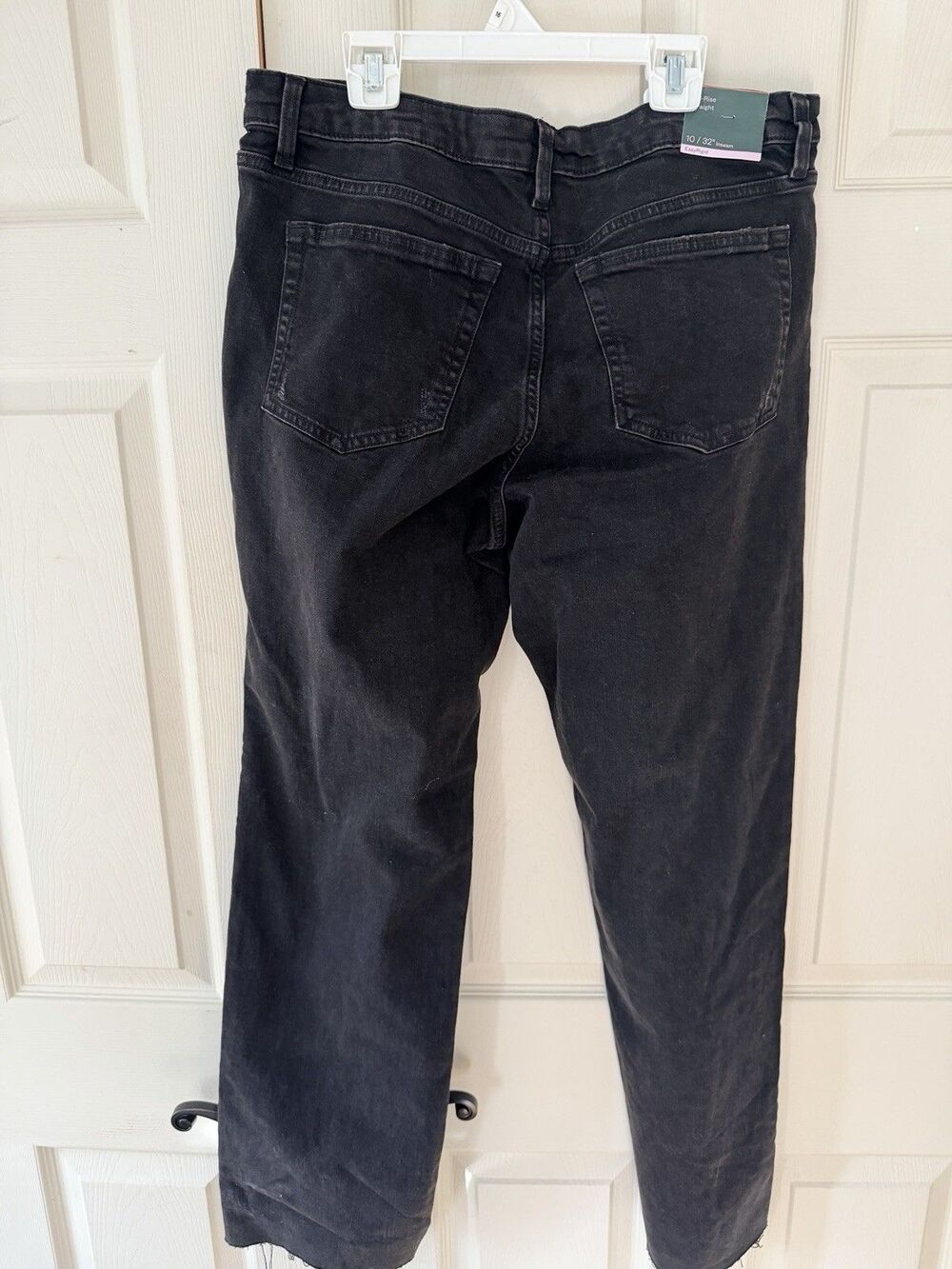 Wild Fable High Rise Easy Rigid Straight Jeans Womens Sz 10 Black Raw Hem New - Picture 12 of 13
